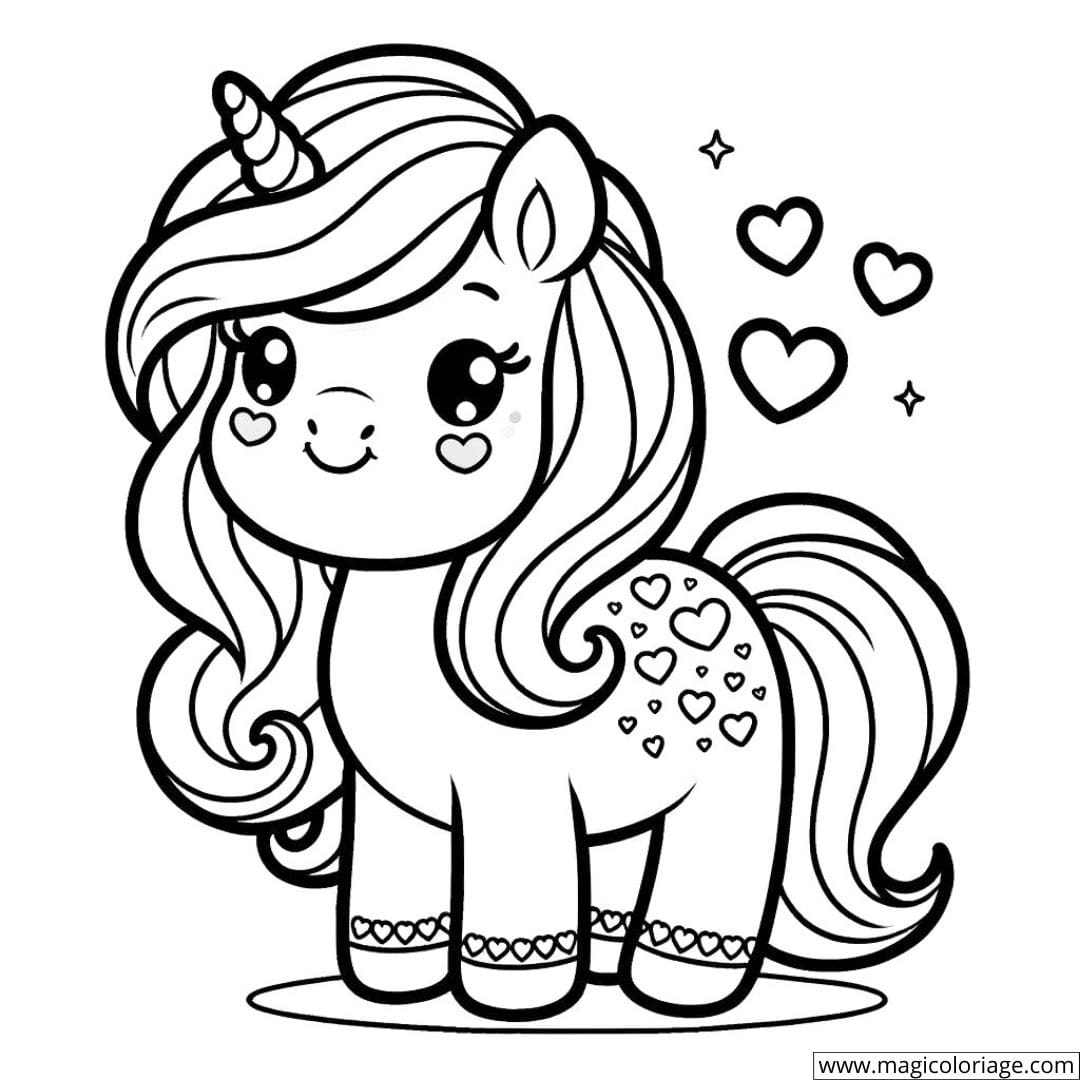 Coloring Unicorn With Hearts As Spots Free Drawing Coloring Unicorn With Hearts As Spots Free Drawing