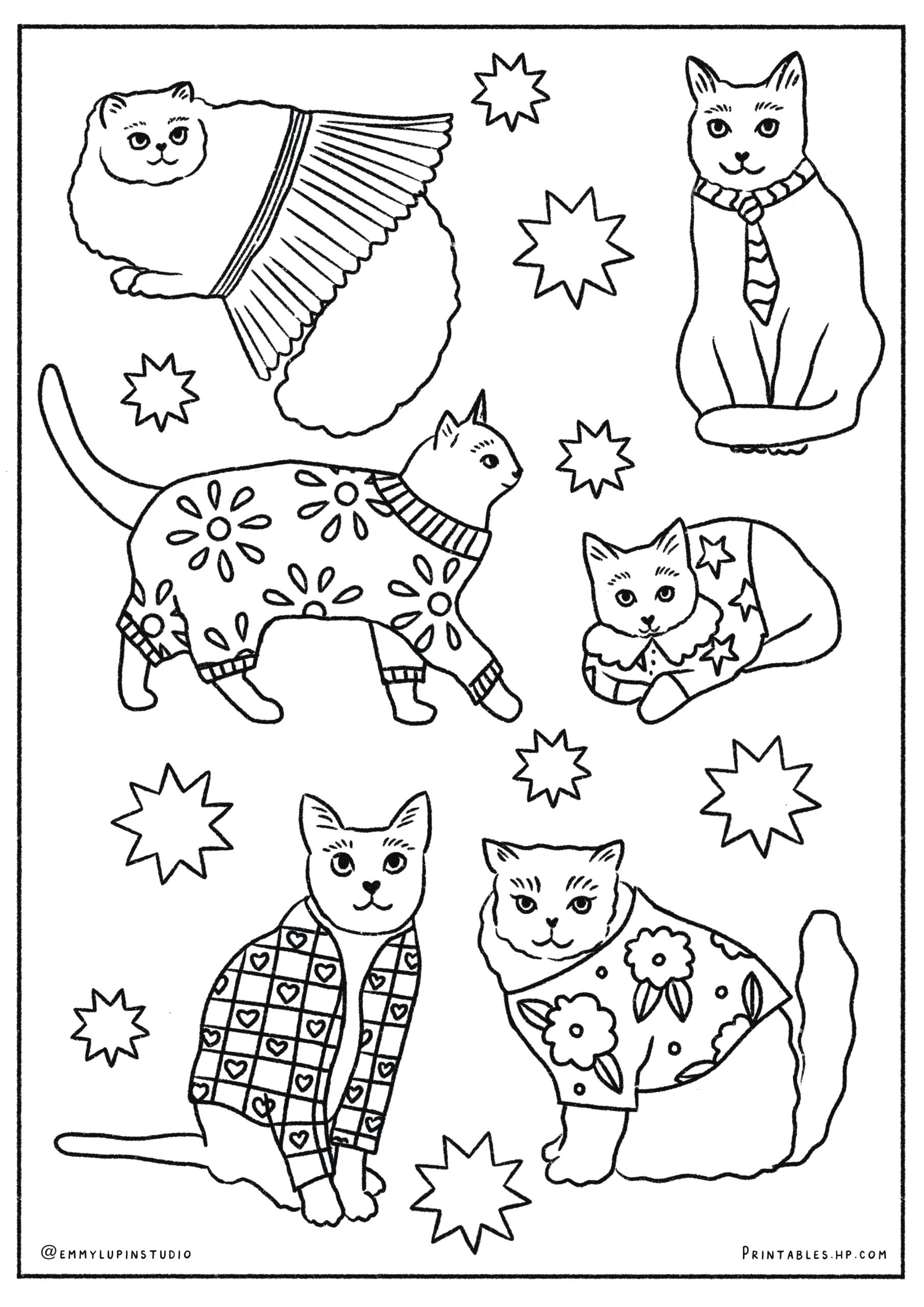 Colouring For Kids Cats In Clothes Printables Free Coloring Pages Learning Worksheets HP Official Site Colouring For Kids Cats In Clothes Printables Free Coloring Pages Learning Worksheets HP Official Site