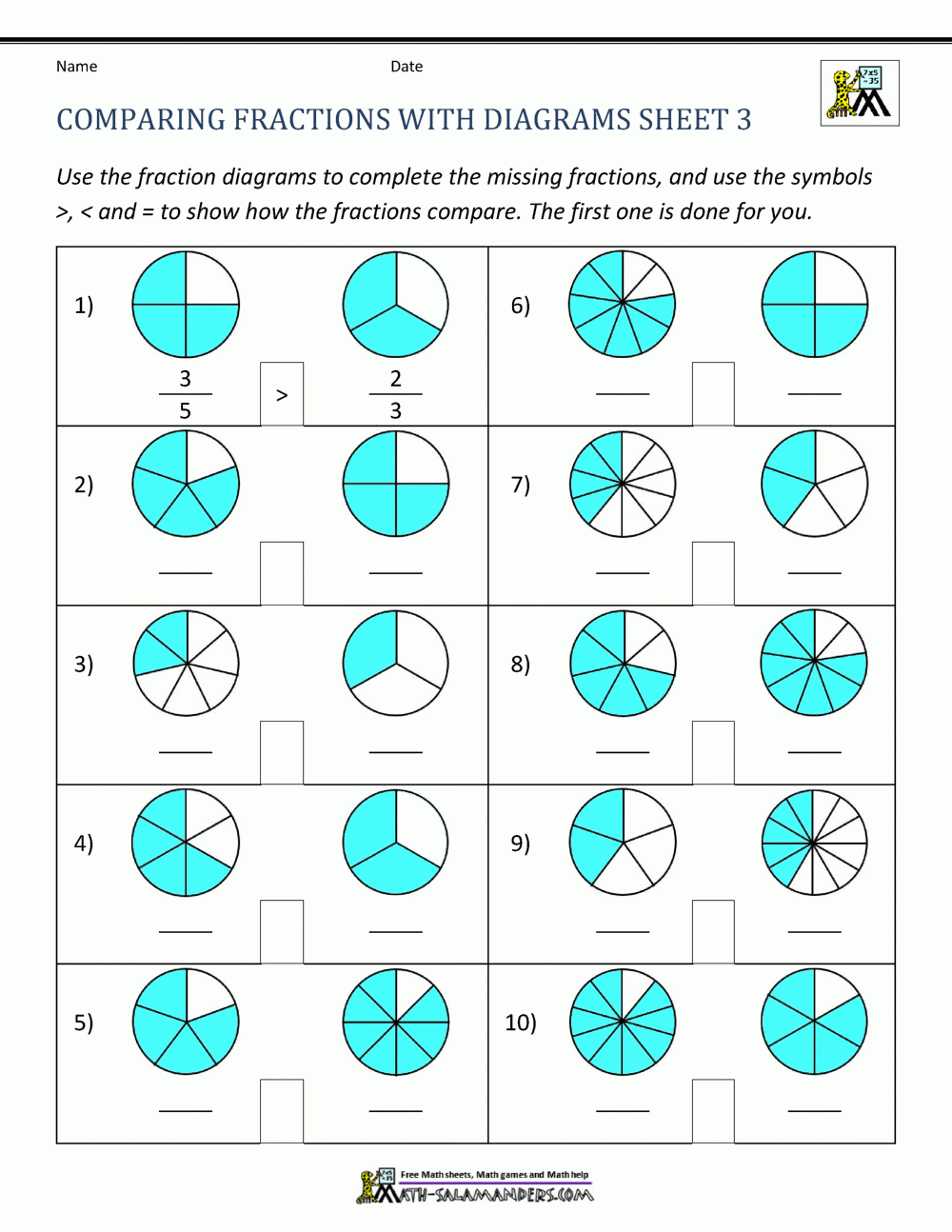 3rd grade fractions worksheets