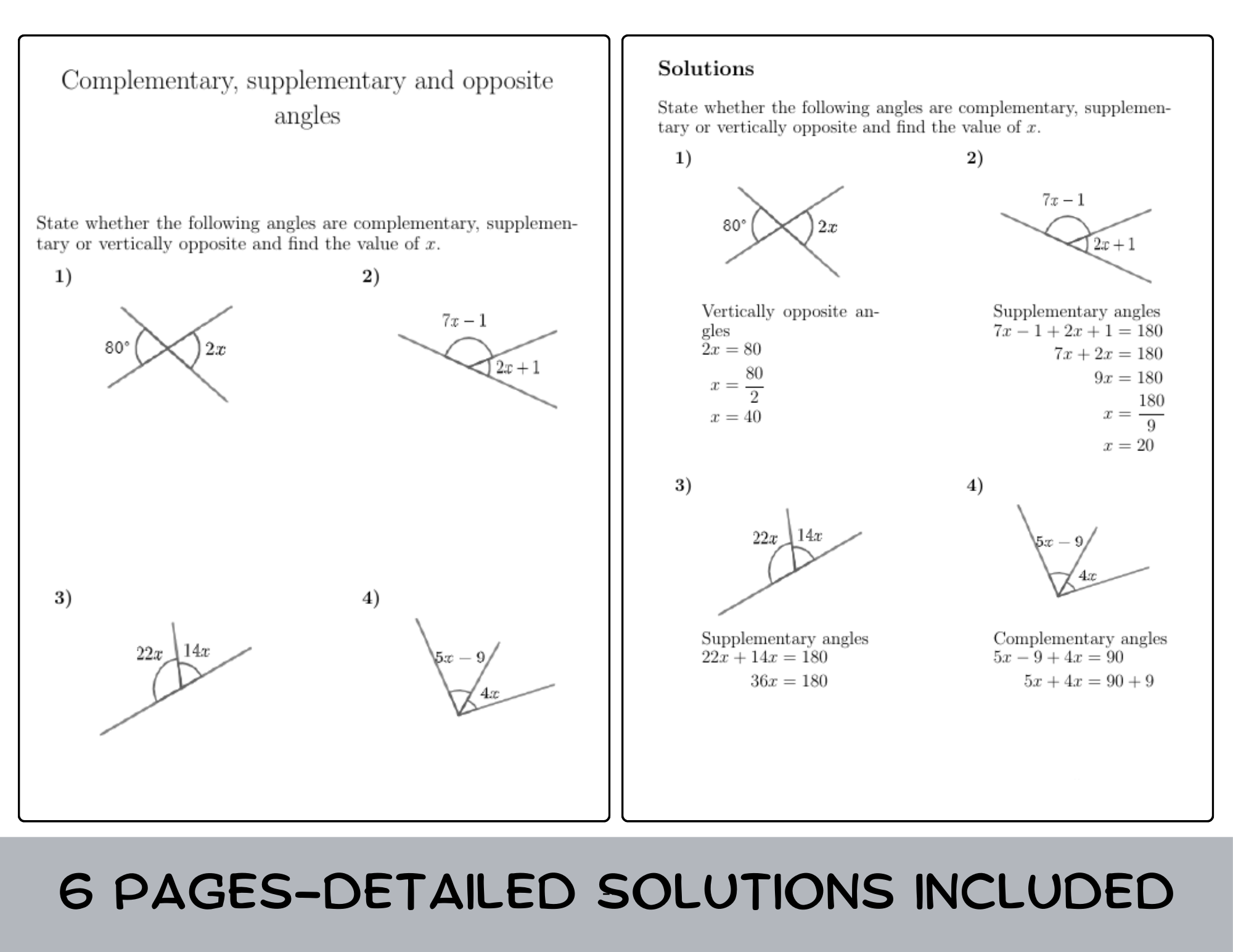 complementary supplementary angles worksheet complementary supplementary angles worksheet