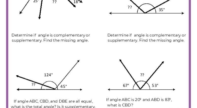 Complementary Supplementary Vertical And Adjacent Angles