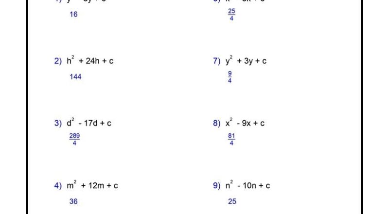 Complete The Square Worksheets Algebra 1 Quadratic Functions Worksheets Made By Teachers