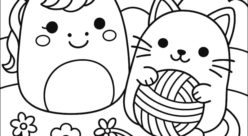 Complicity Between Two Cute Friends Squishmallow Coloring Pages