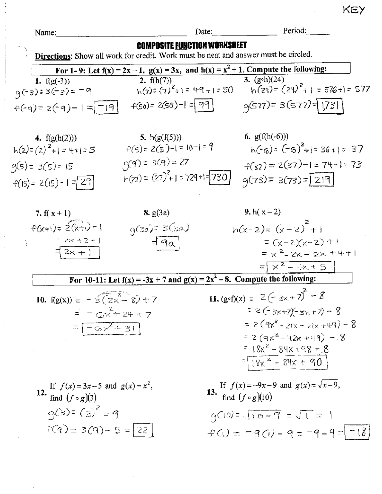 Composite Functions Worksheet With Answers Exercises Algebra Worksheets Library Composite Functions Worksheet With Answers Exercises Algebra Worksheets Library
