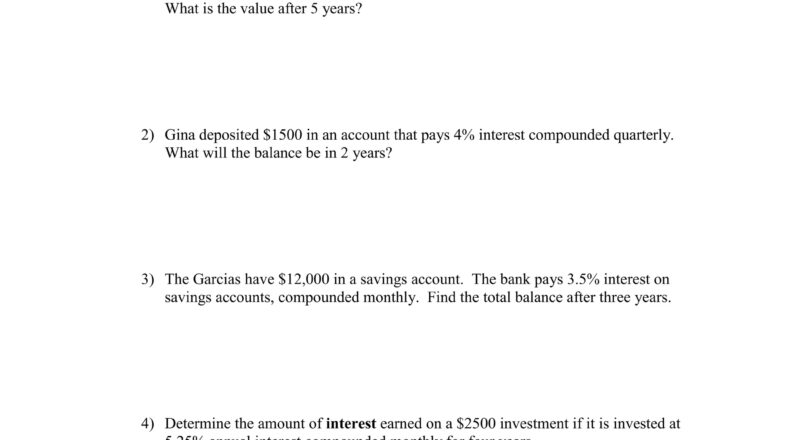 Compound Interest Worksheet PDF