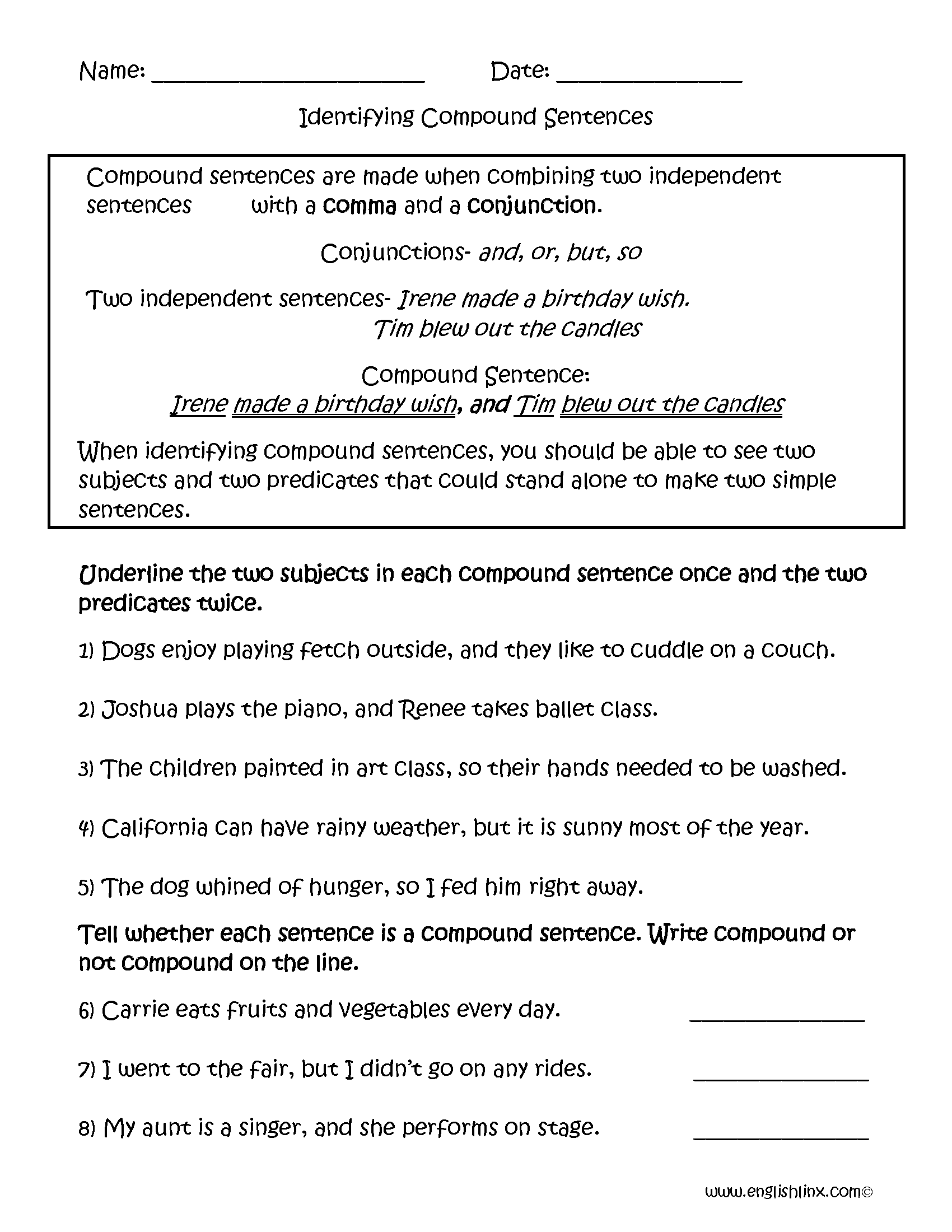 Compound Sentences Worksheets Identifying Compound Sentences Worksheets Compound Sentences Worksheets Identifying Compound Sentences Worksheets