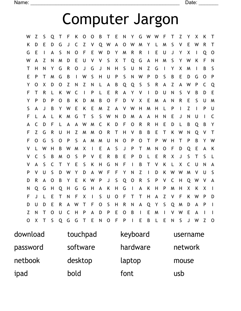 Computer Jargon Word Search WordMint Computer Jargon Word Search WordMint