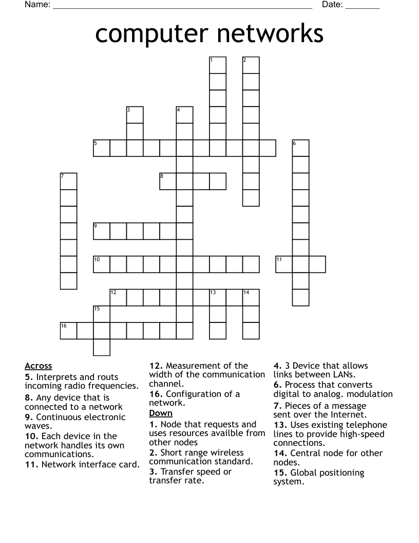Computer Networks Crossword WordMint Computer Networks Crossword WordMint