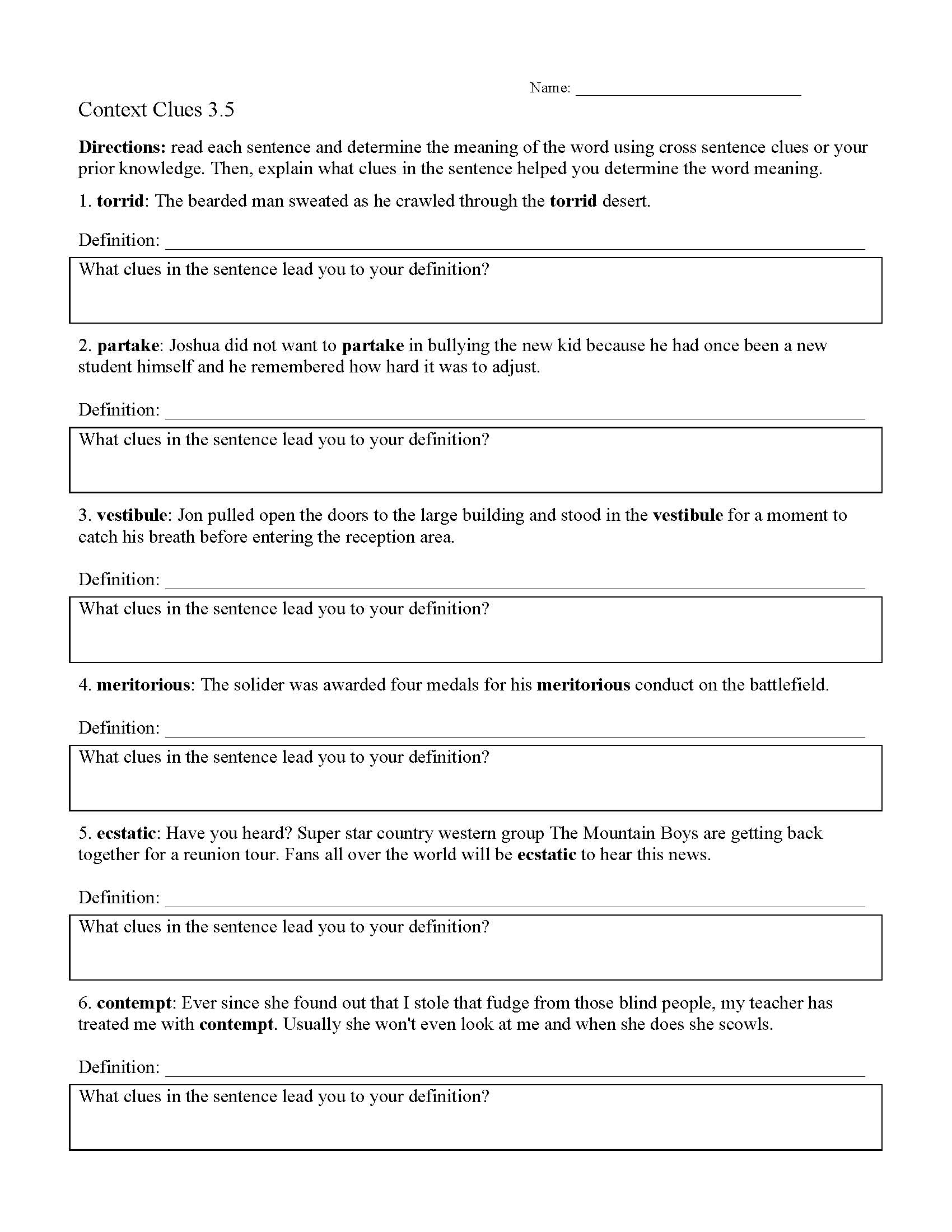 Context Clues Worksheets Ereading Worksheets Context Clues Worksheets Ereading Worksheets