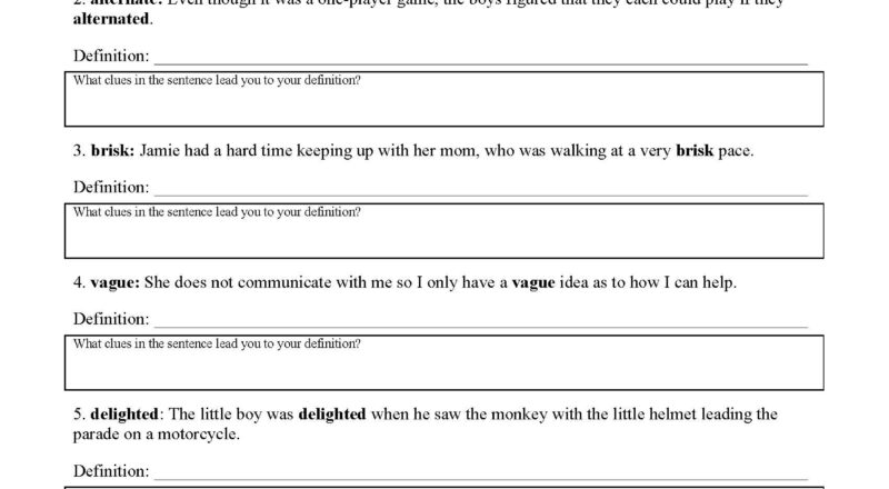 Context Clues Worksheets Ereading Worksheets