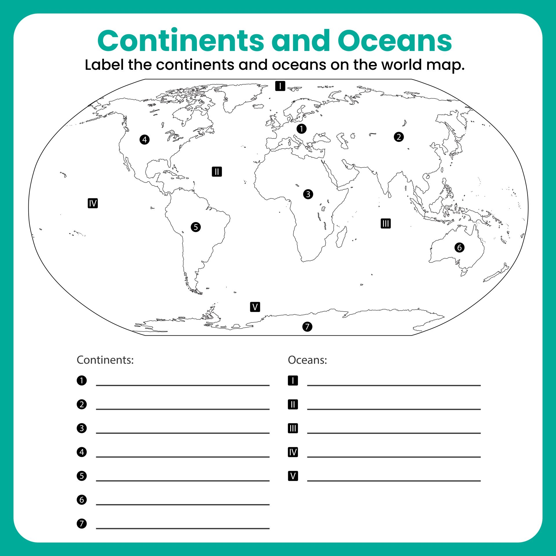 continents and oceans worksheet continents and oceans worksheet