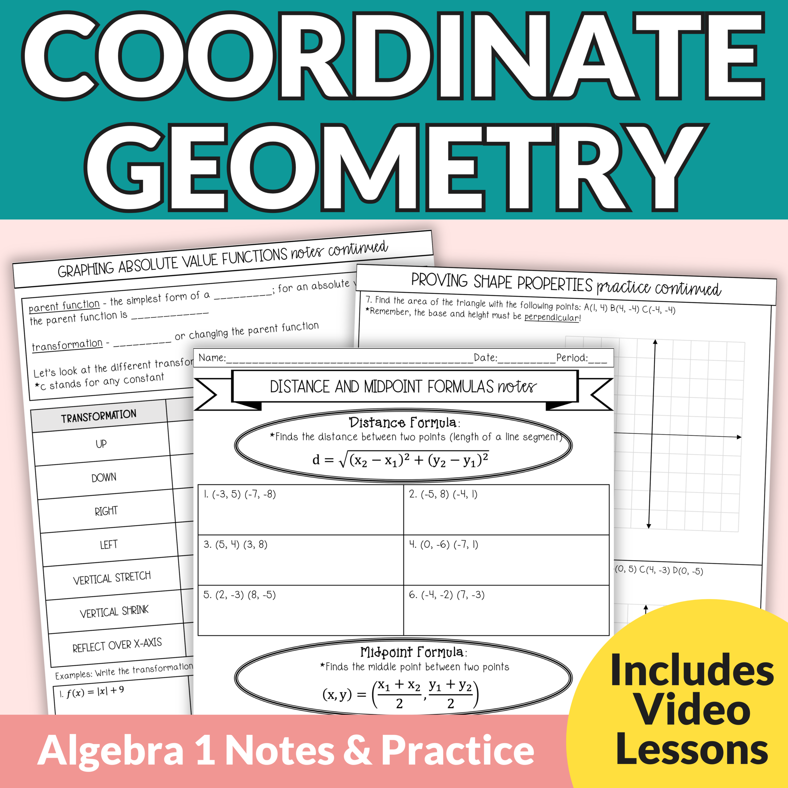 Coordinate Geometry Notes And Worksheets For 9th 11th Grade Geometry Lindsay Bowden Coordinate Geometry Notes And Worksheets For 9th 11th Grade Geometry Lindsay Bowden