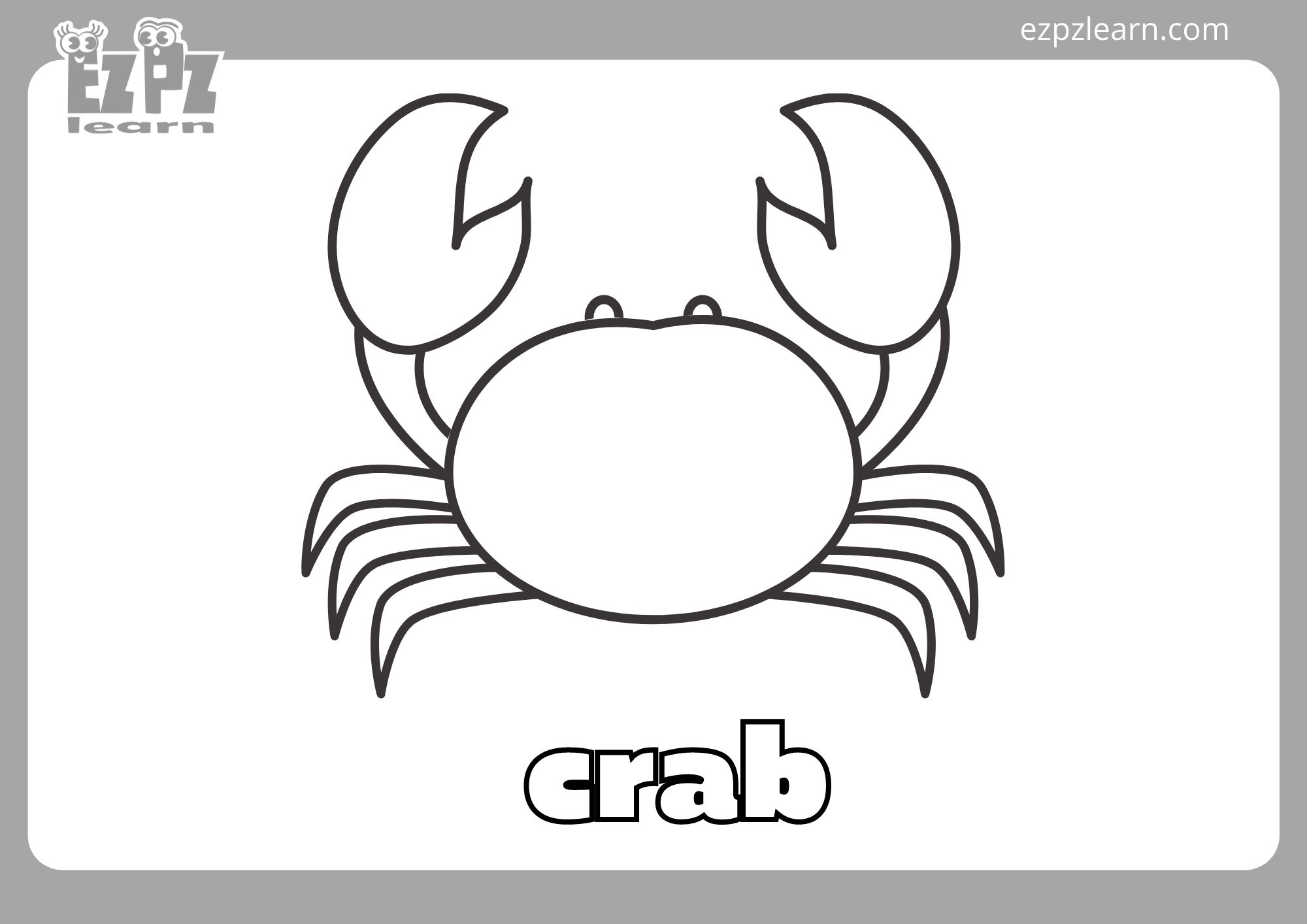 Crab Coloring Page Ezpzlearn Crab Coloring Page Ezpzlearn