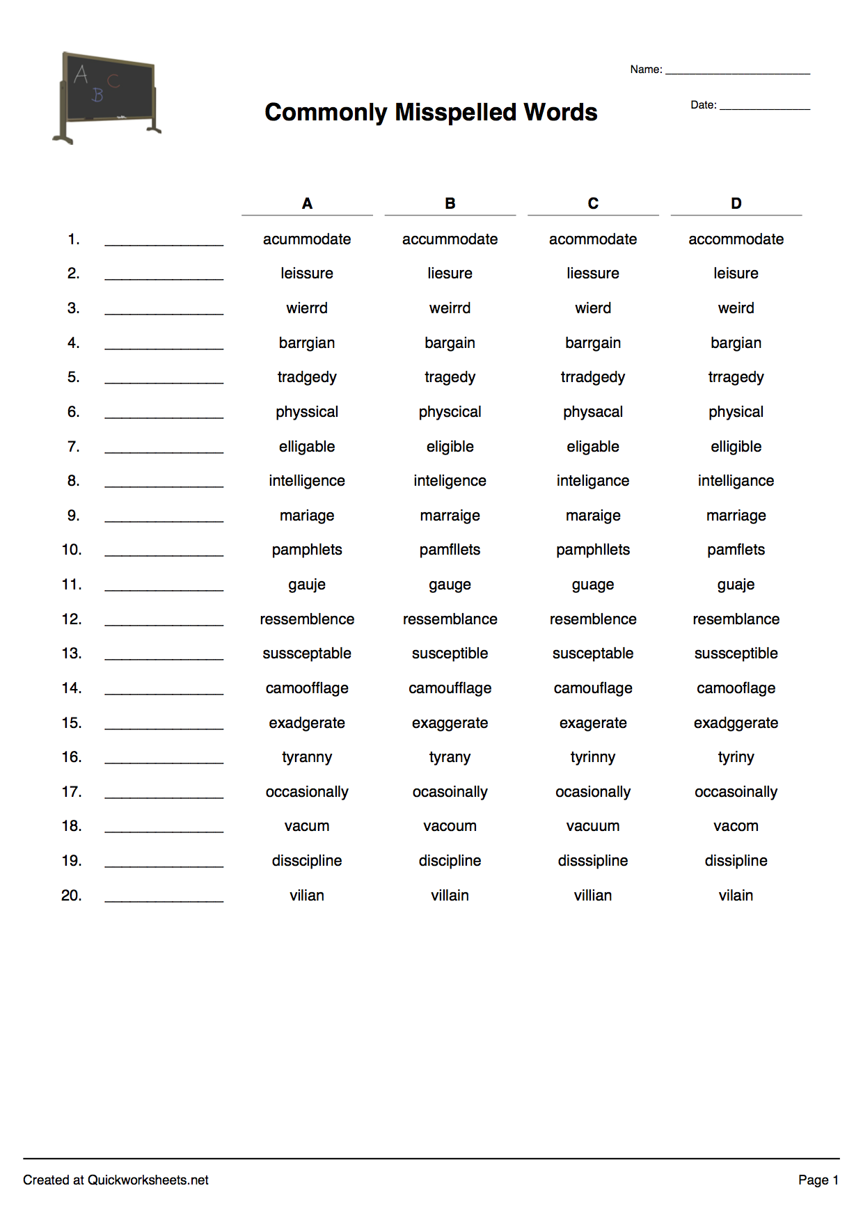 create spelling worksheets