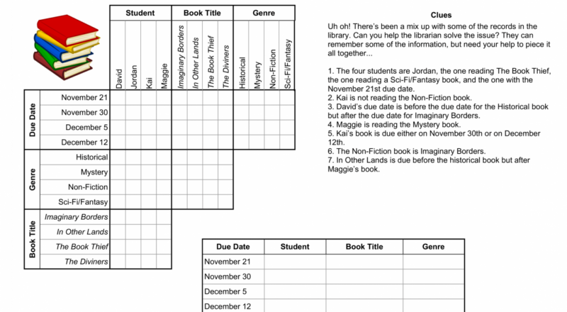 Create Your Own Logic Grid Puzzle Alachua County Library District Worksheets Library