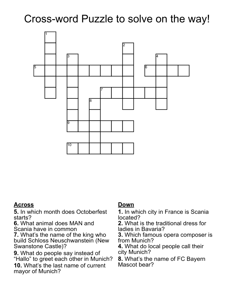 Cross word Puzzle To Solve On The Way Crossword WordMint