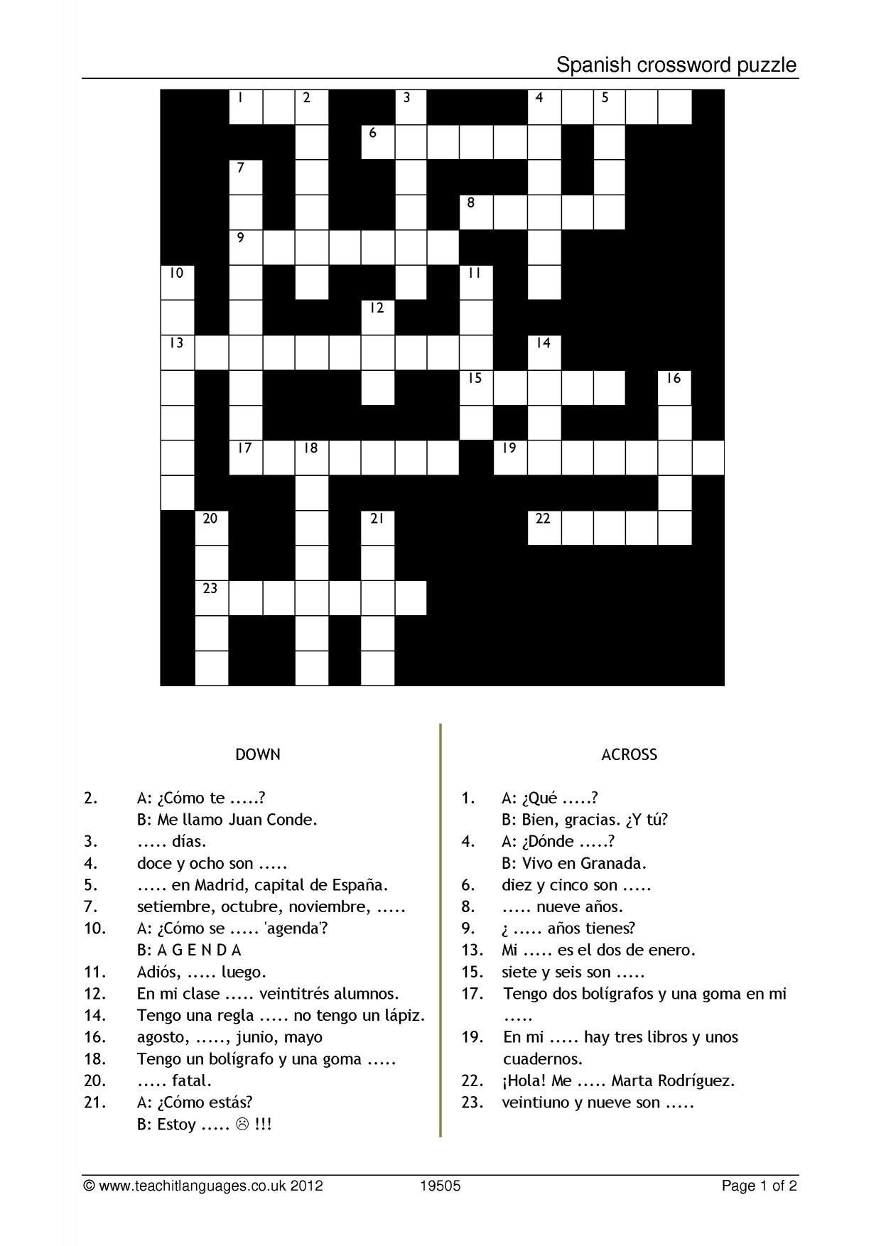 spanish crossword puzzle