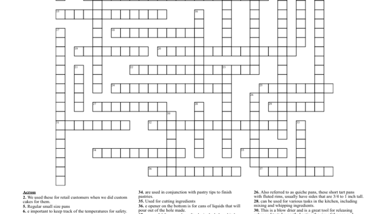 CROSSWORD PUZZLE BREAD PASTRY WordMint