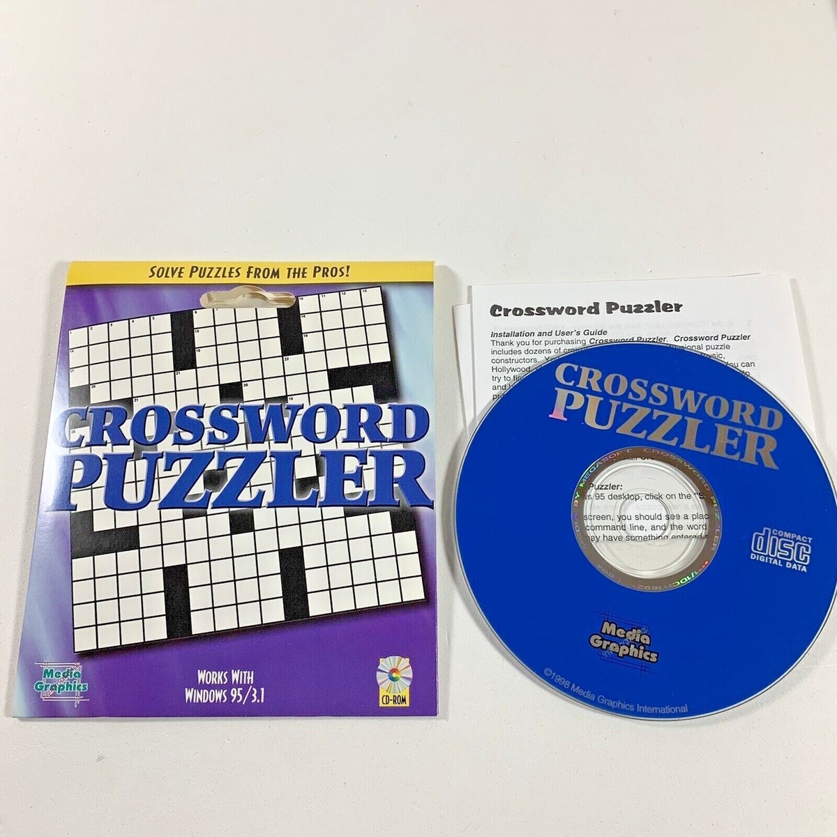 Crossword Puzzler PC Game 1998 CD ROM Media Graphics Crossword Puzzles Win 95 EBay