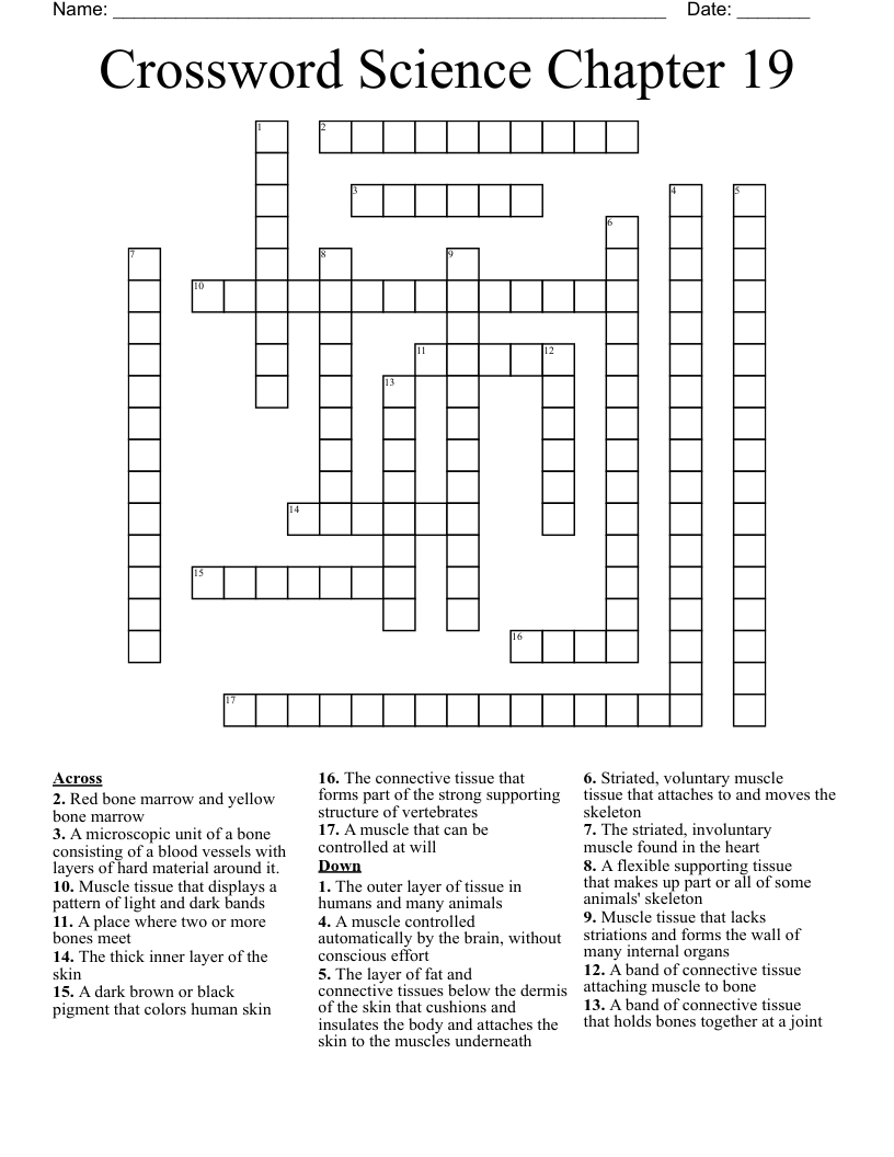 complete the crossword puzzle below science