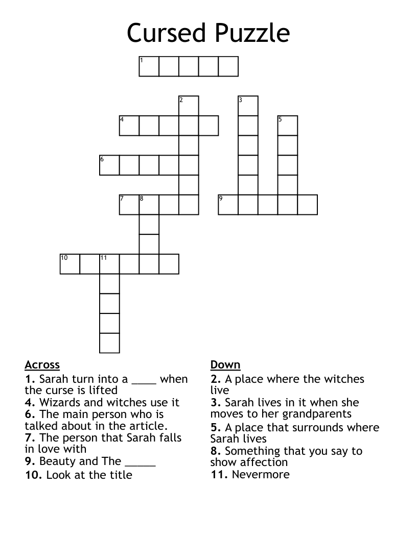 Cursed Puzzle Crossword WordMint