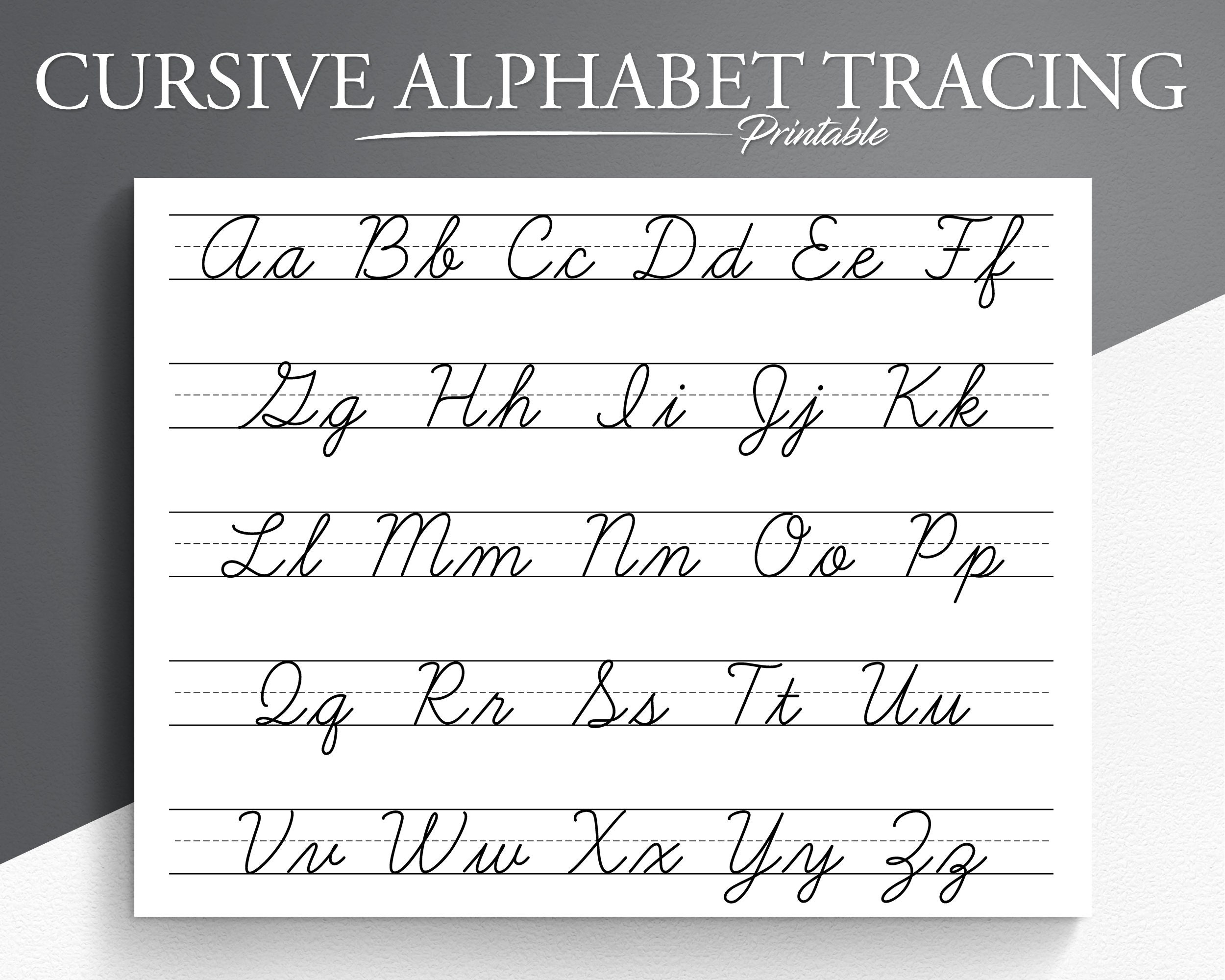 Cursive Alphabet Tracing Worksheet Printable Trace The Cursive Alphabet Cursive Practice Letter Tracing Tracing Worksheets Etsy Israel