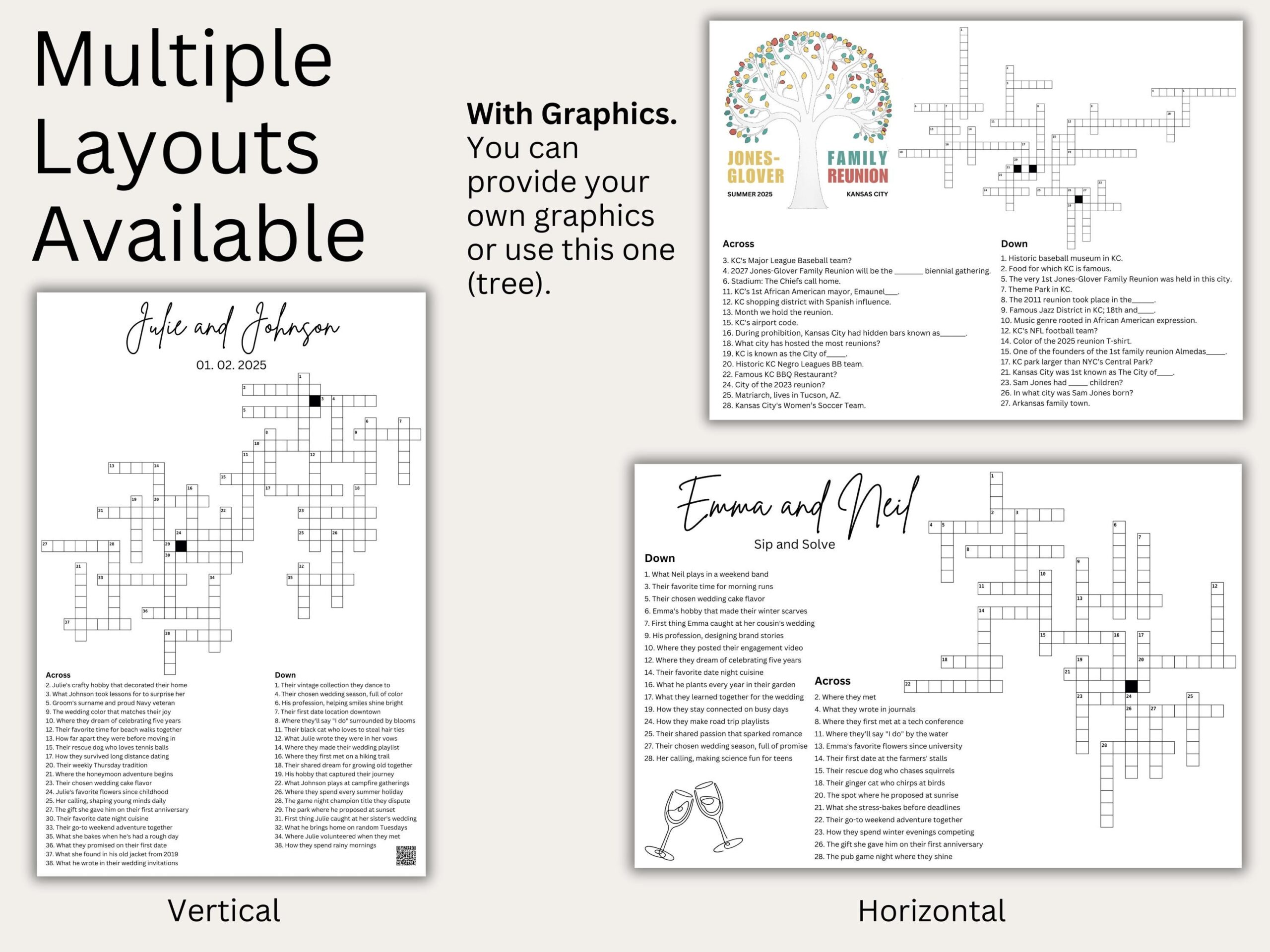 Custom Family Reunion Crossword Puzzle Poster Personalized Reunion Game Etsy Israel