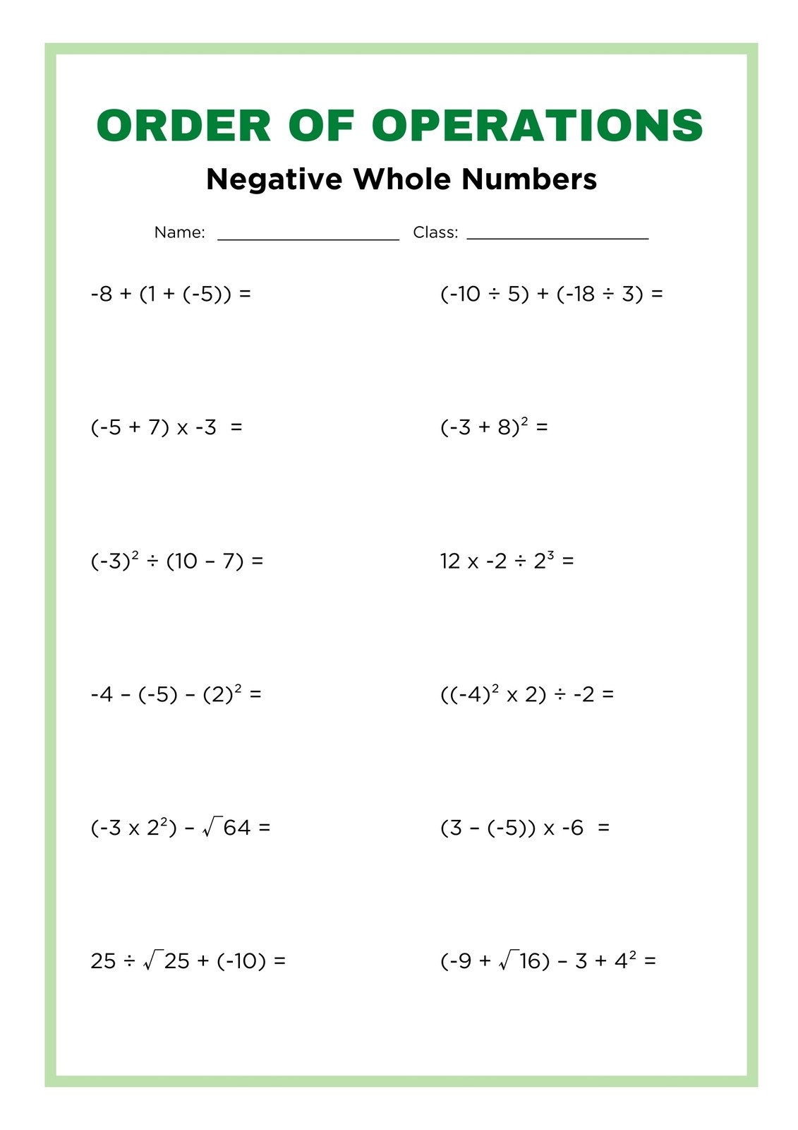Customize 18 Order Of Operations Worksheets Templates Online Canva