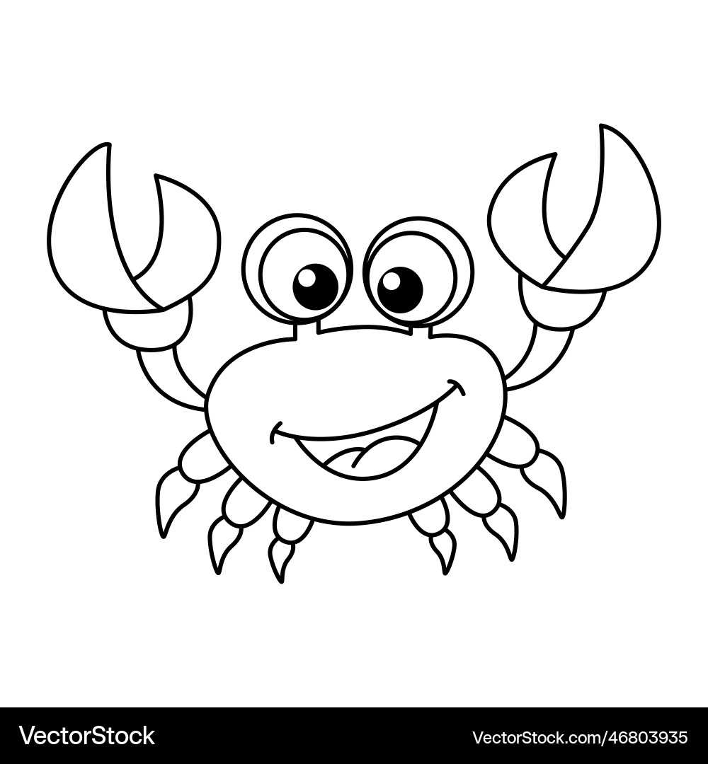 Cute Crab Cartoon Coloring Page For Kids Free Vector VectorStock Cute Crab Cartoon Coloring Page For Kids Free Vector VectorStock