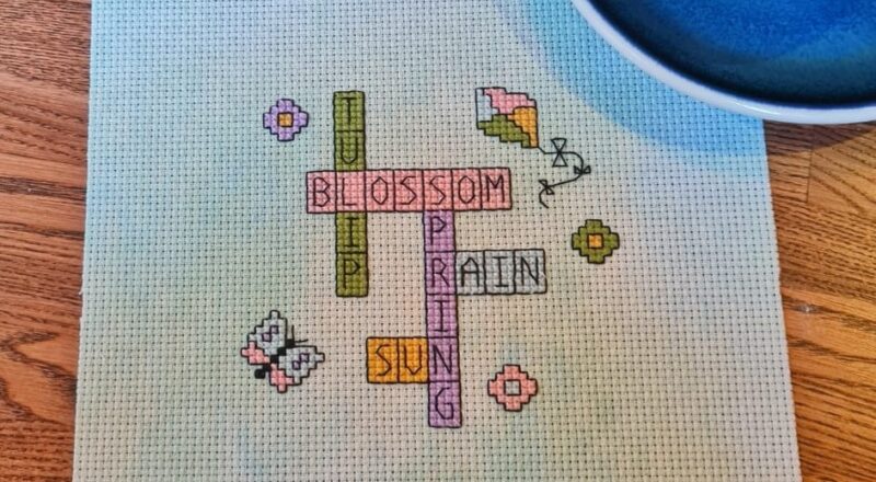 Cute Embroidery By Kate Spring Crossword Cross Stitch Pattern 123Stitch