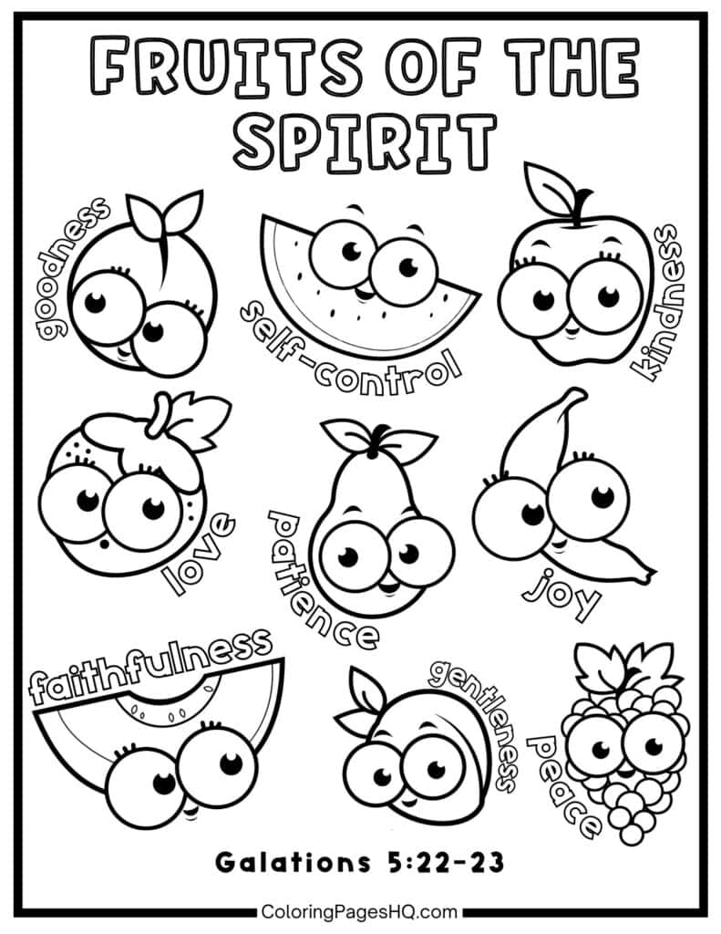 Cute Fruit Of The Spirit Coloring Pages Free PDF Printables Coloring Pages HQ