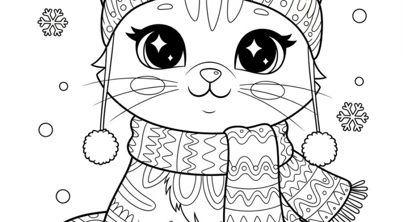 Cute Kawaii Cat Coloring Pages For Kids