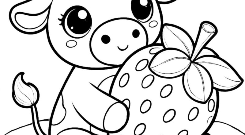 Cute Strawberry Cow Coloring Page Color This Life