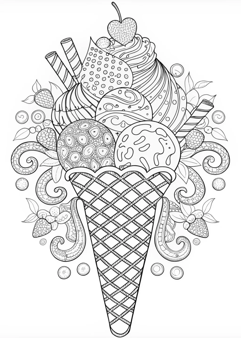 Delicious Melting Ice Cream Cone Coloring Page Free Printable