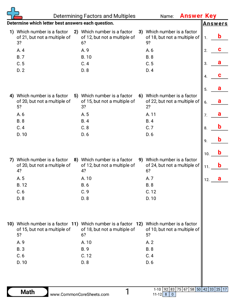 factors and multiples worksheet factors and multiples worksheet