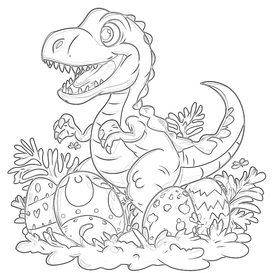 Dinosaur Easter Coloring Page Coloring Pages Mimi Panda