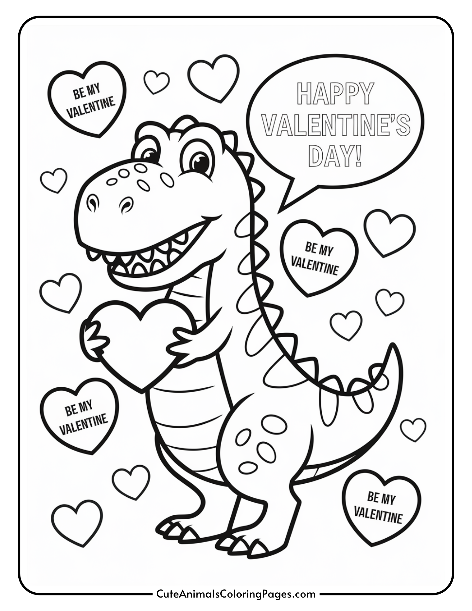 Dinosaur Valentine Coloring Page 10 Free Printables Cute Animals Coloring Pages Dinosaur Valentine Coloring Page 10 Free Printables Cute Animals Coloring Pages