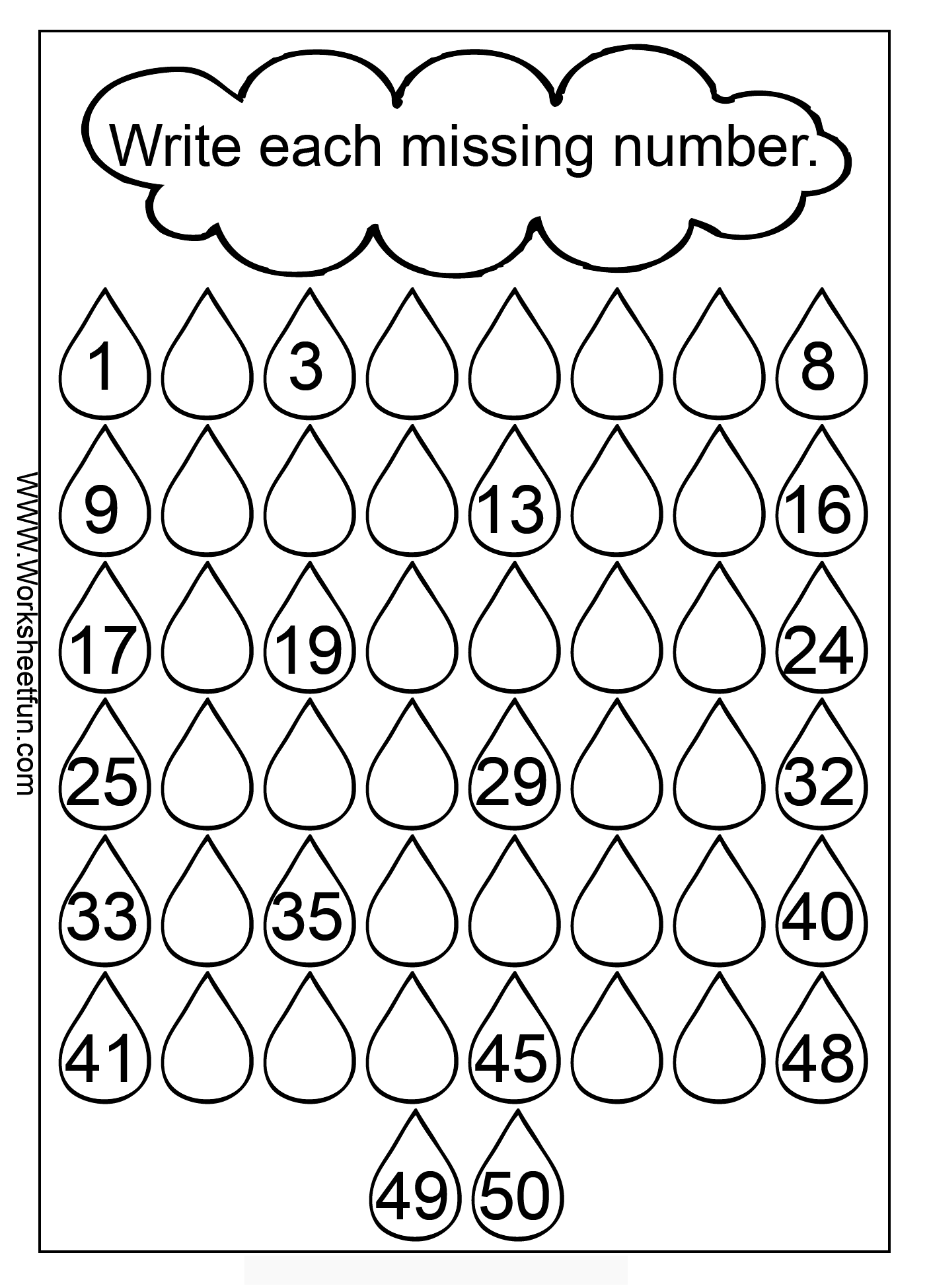 missing number worksheets