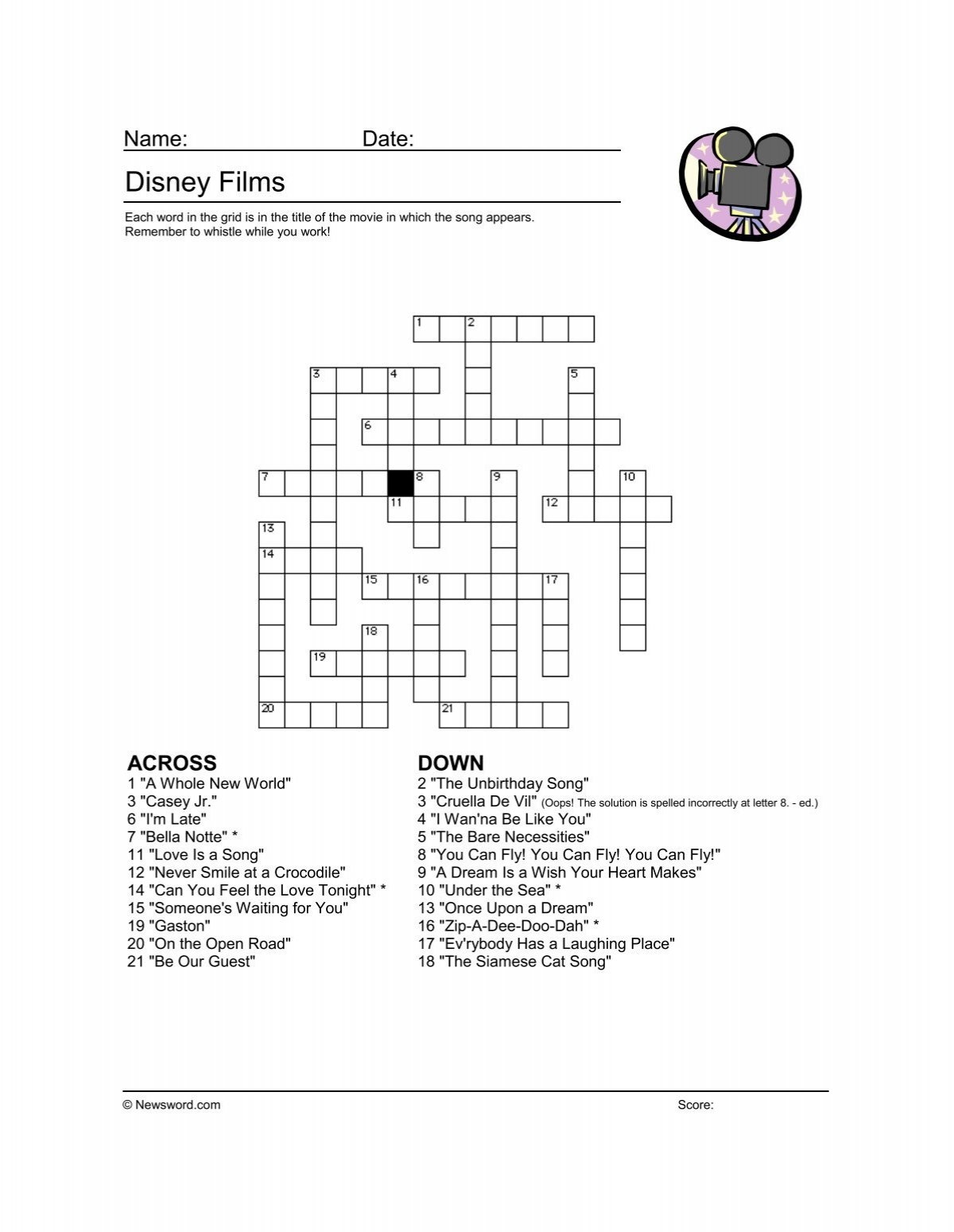 disney crossword puzzles disney crossword puzzles