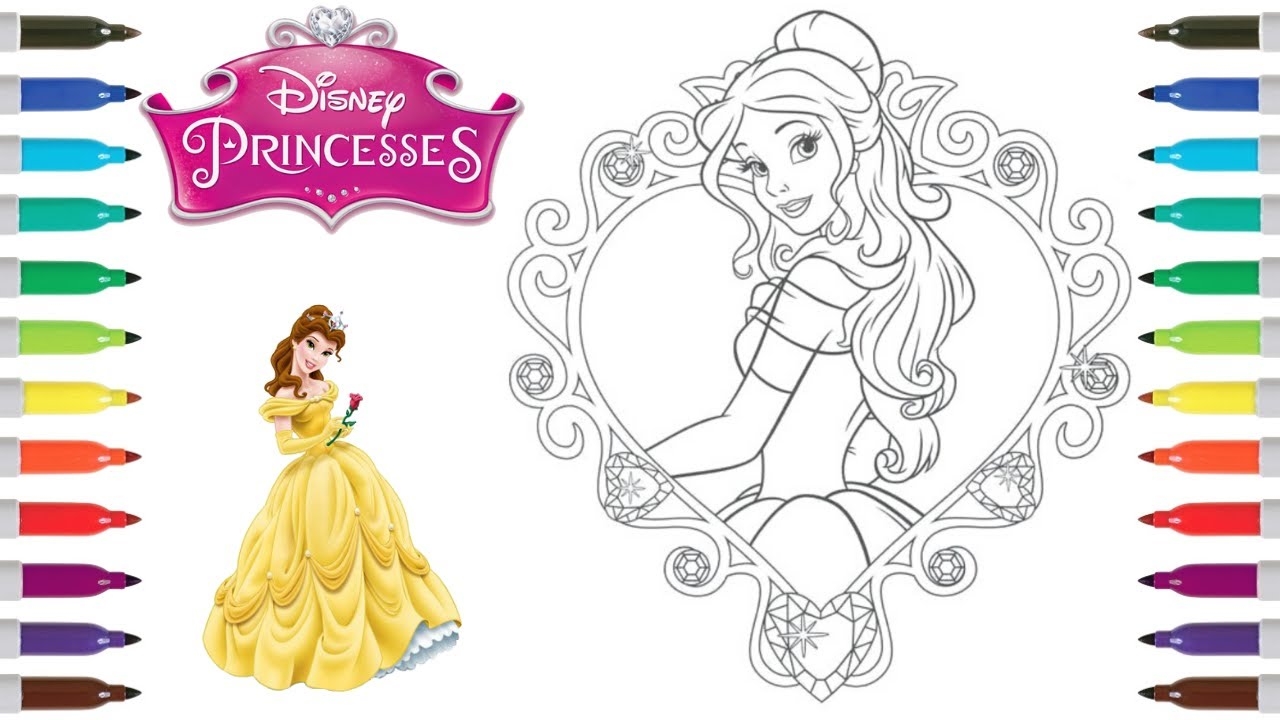 Disney Princess Coloring Book Page Belle Beauty And The Beast Coloring Page YouTube