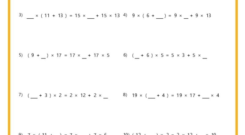 Distributive Property Worksheets