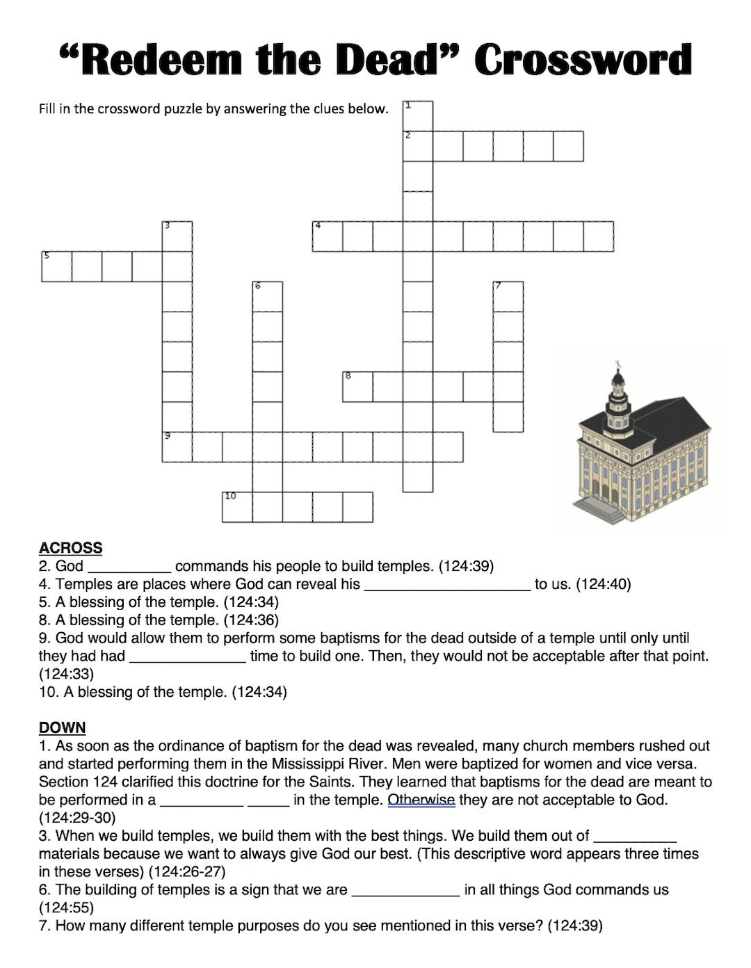 Doctrine Covenants 124 Handouts Only Etsy New Zealand