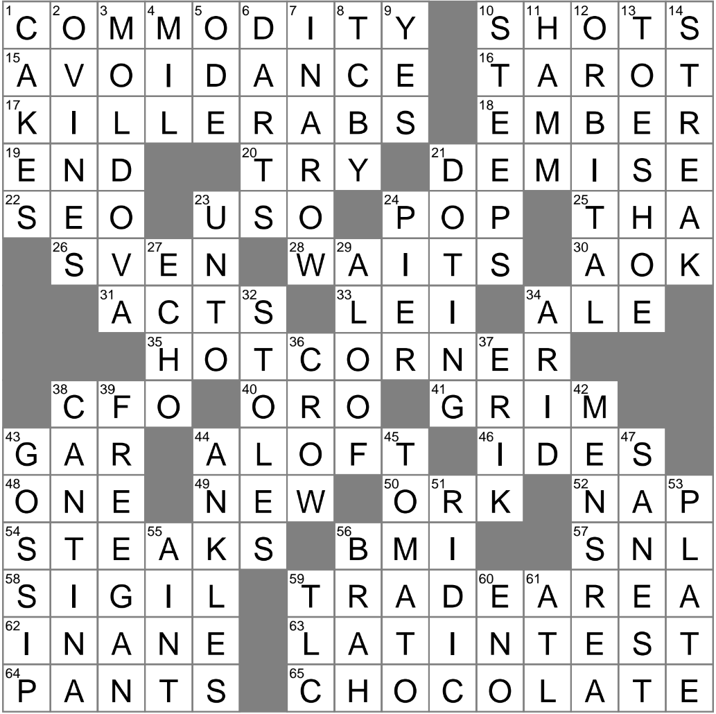 Dodgy Behavior Crossword Clue Archives LAXCrossword
