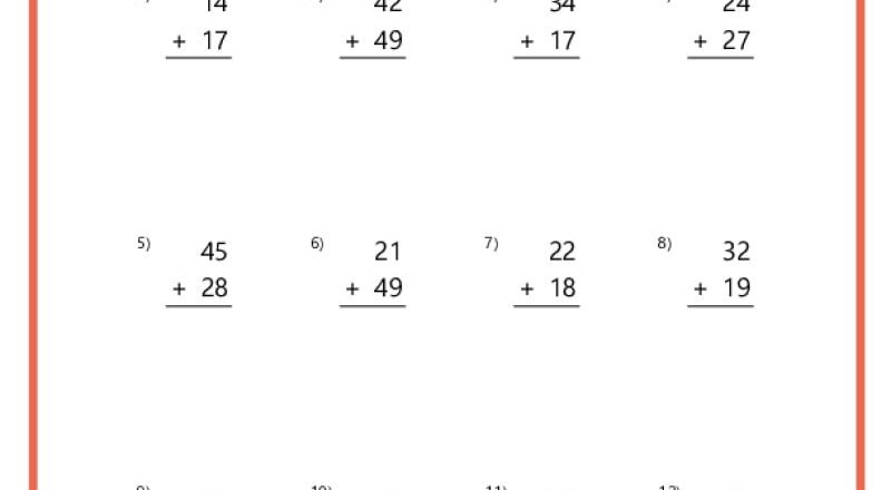 Double Digit Addition With Regrouping Worksheets