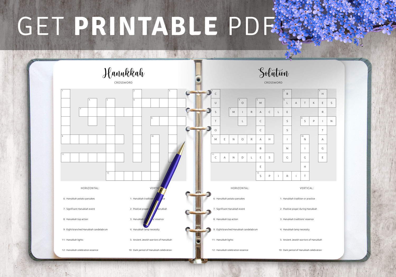 Download Printable Hanukkah Crossword Puzzle PDF