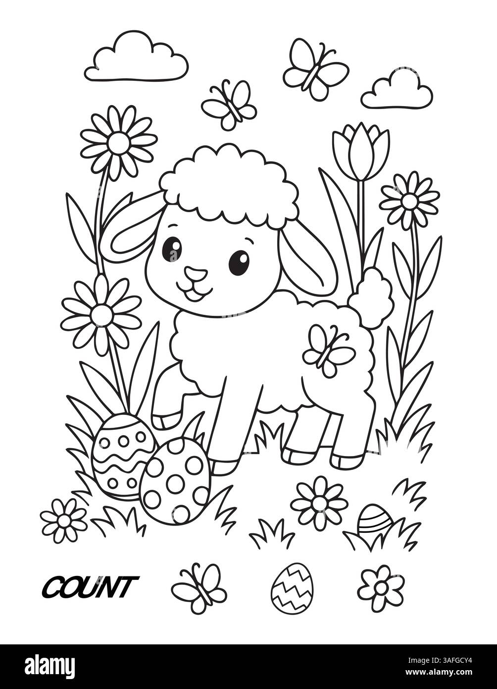 Easter Lamb Coloring Page Cut Out Stock Images Pictures Alamy