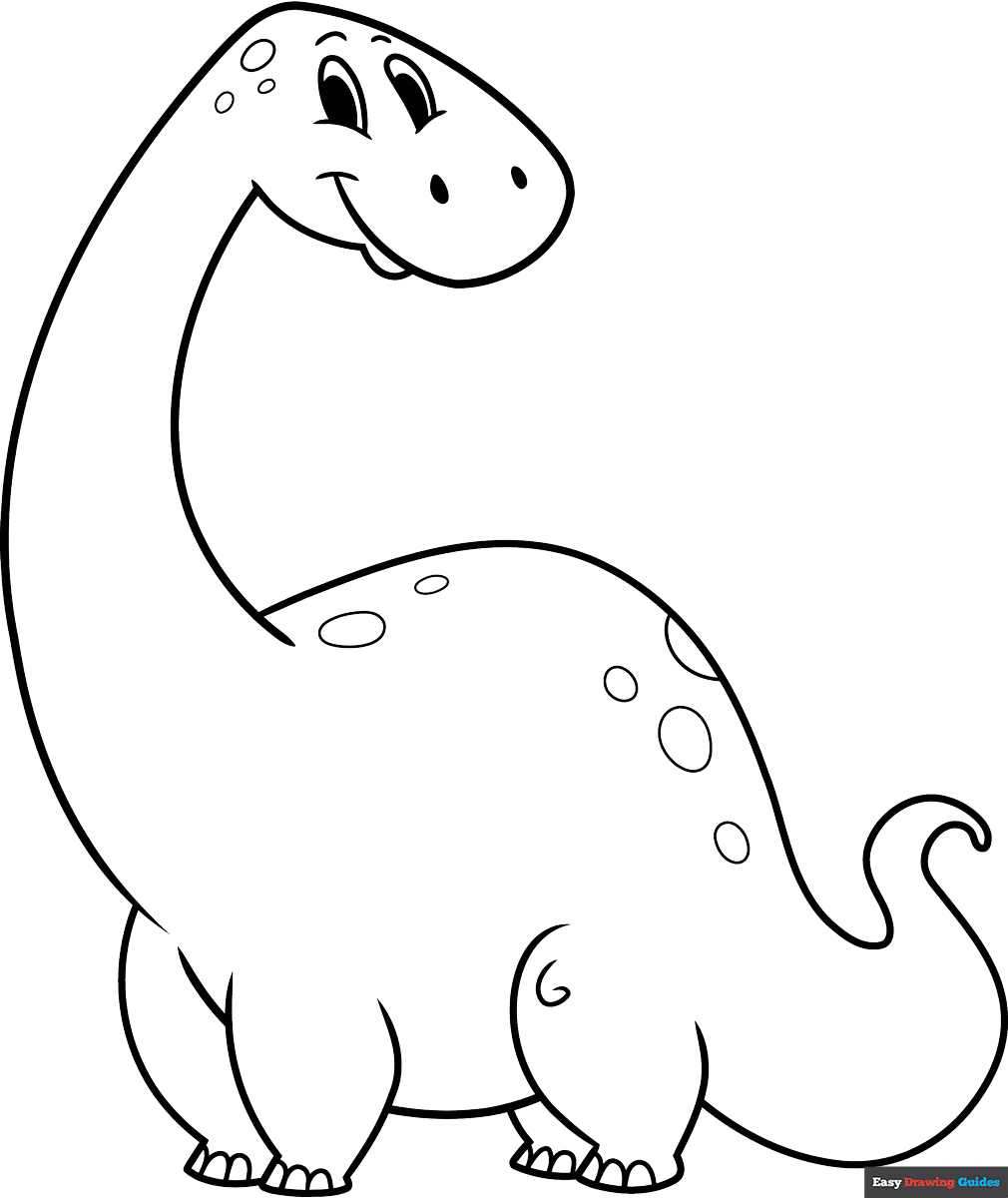 Easy Cartoon Dinosaur Coloring Page Easy Drawing Guides Easy Cartoon Dinosaur Coloring Page Easy Drawing Guides