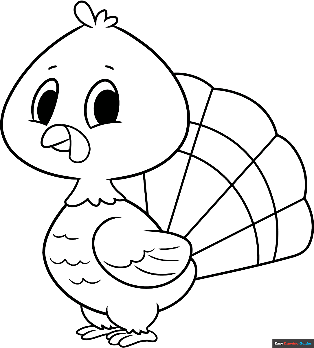 Easy Cartoon Turkey Coloring Page Easy Drawing Guides Easy Cartoon Turkey Coloring Page Easy Drawing Guides