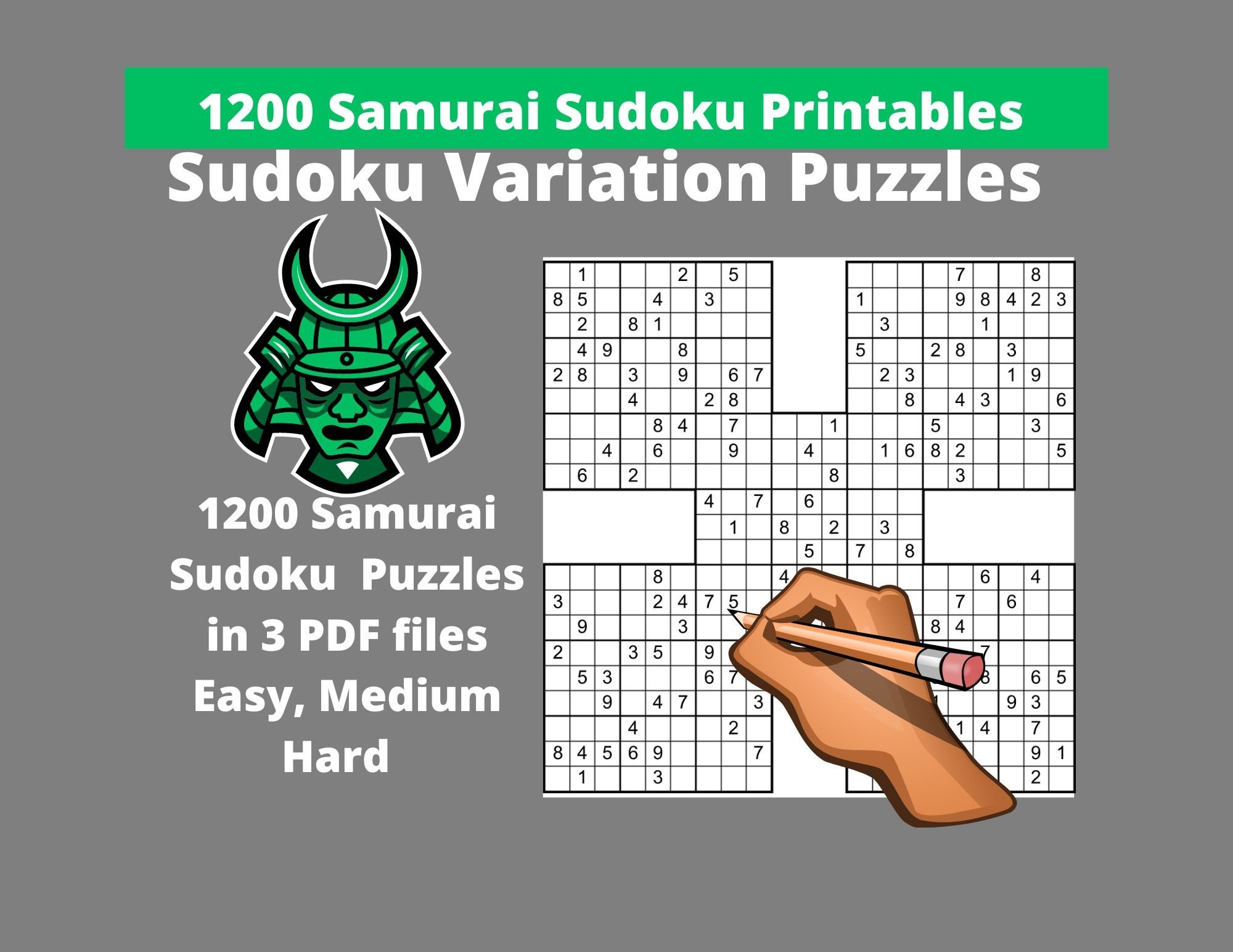 Easy Medium And Hard Samurai Sudoku Puzzles Printable PDF Bundle Of 1200 Sudoku Variation Puzzles With Answers Instant Download Etsy Easy Medium And Hard Samurai Sudoku Puzzles Printable PDF Bundle Of 1200 Sudoku Variation Puzzles With Answers Instant Download Etsy