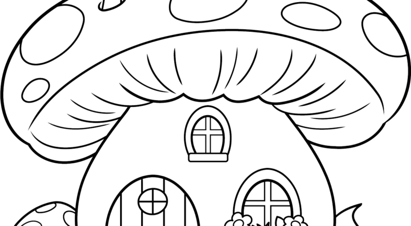 Easy Mushroom House Coloring Page Easy Drawing Guides